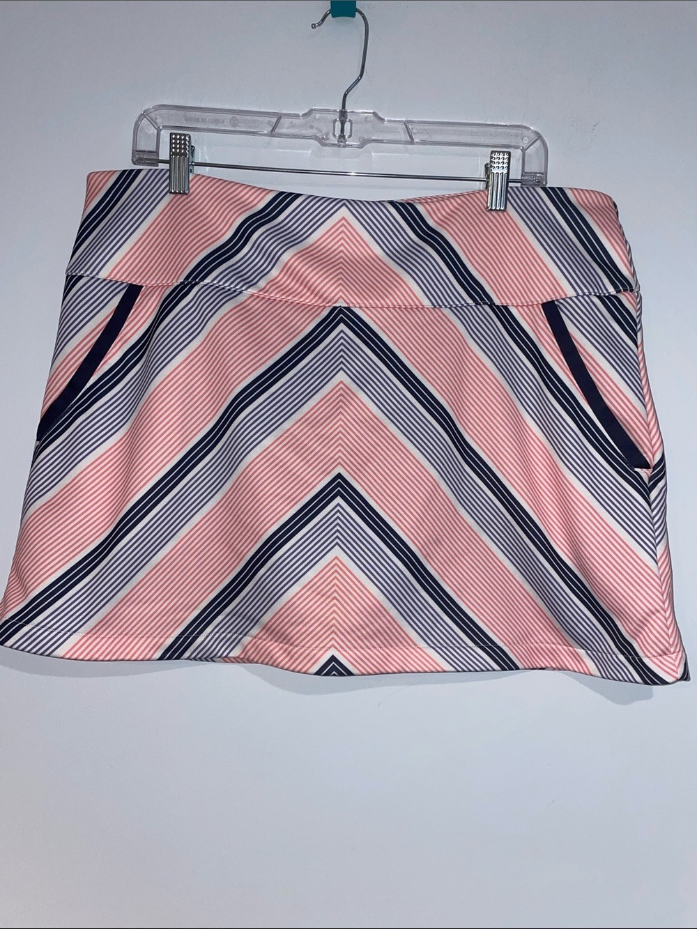 adidas Pink and Navy Chevron-Stripe Skort Sz Large